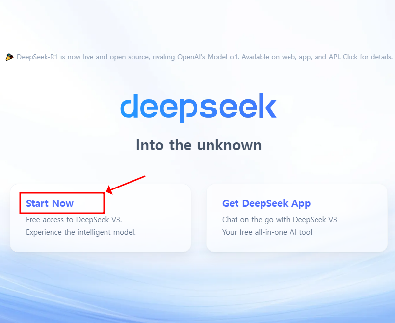 deepseek 홈페이지 화면