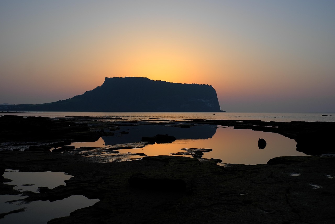 제주도 성산일출봉 노을 사진