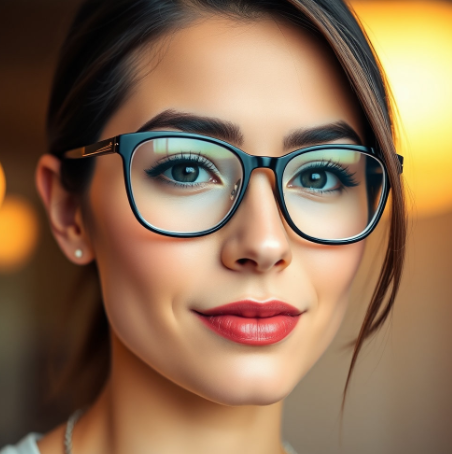 브이 라인이 돋보이는 안경을 쓴 여자 사진