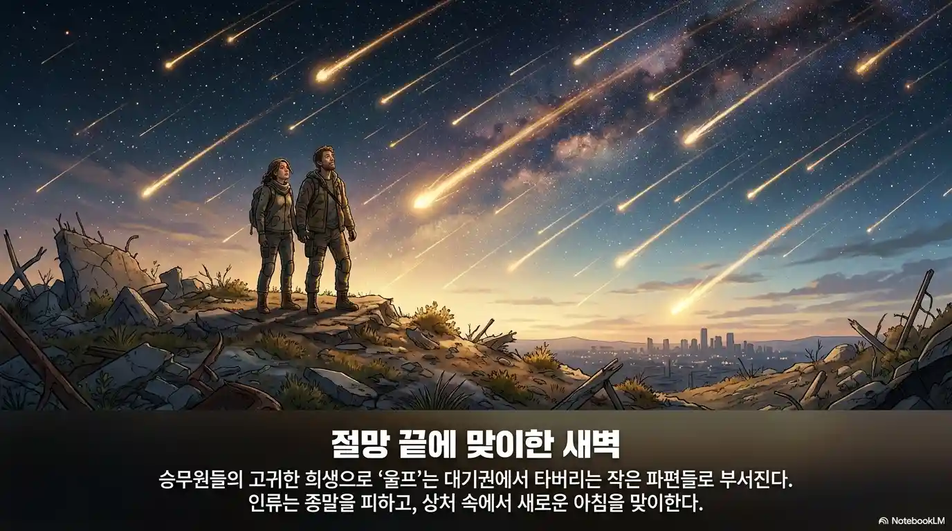 딥 임팩트 에필로그 레오 사라 생존 장면 - 울프 파편 대기권 연소 새로운 시작