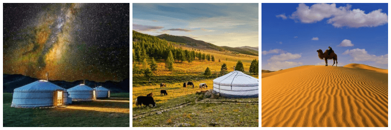 몽골 게르, 몽골 초원, 고비 사막 사진