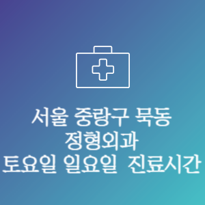서울 중랑구 묵동 정형외과 주말 토요일 일요일 문여는 병원 진료시간