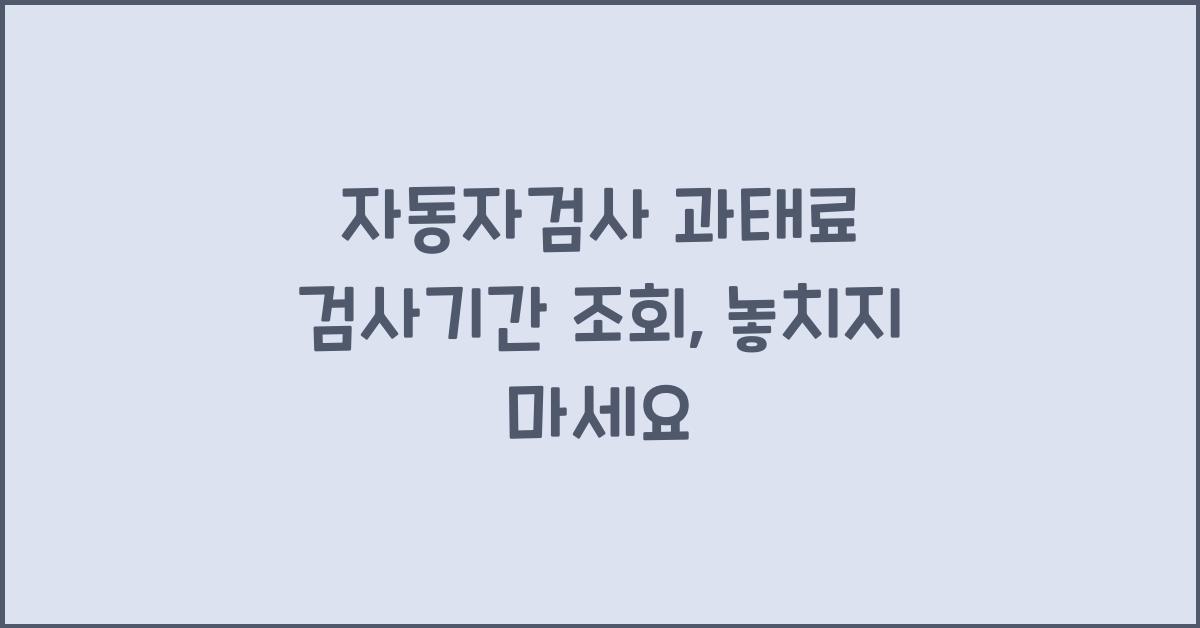 자동자검사 과태료 검사기간 조회