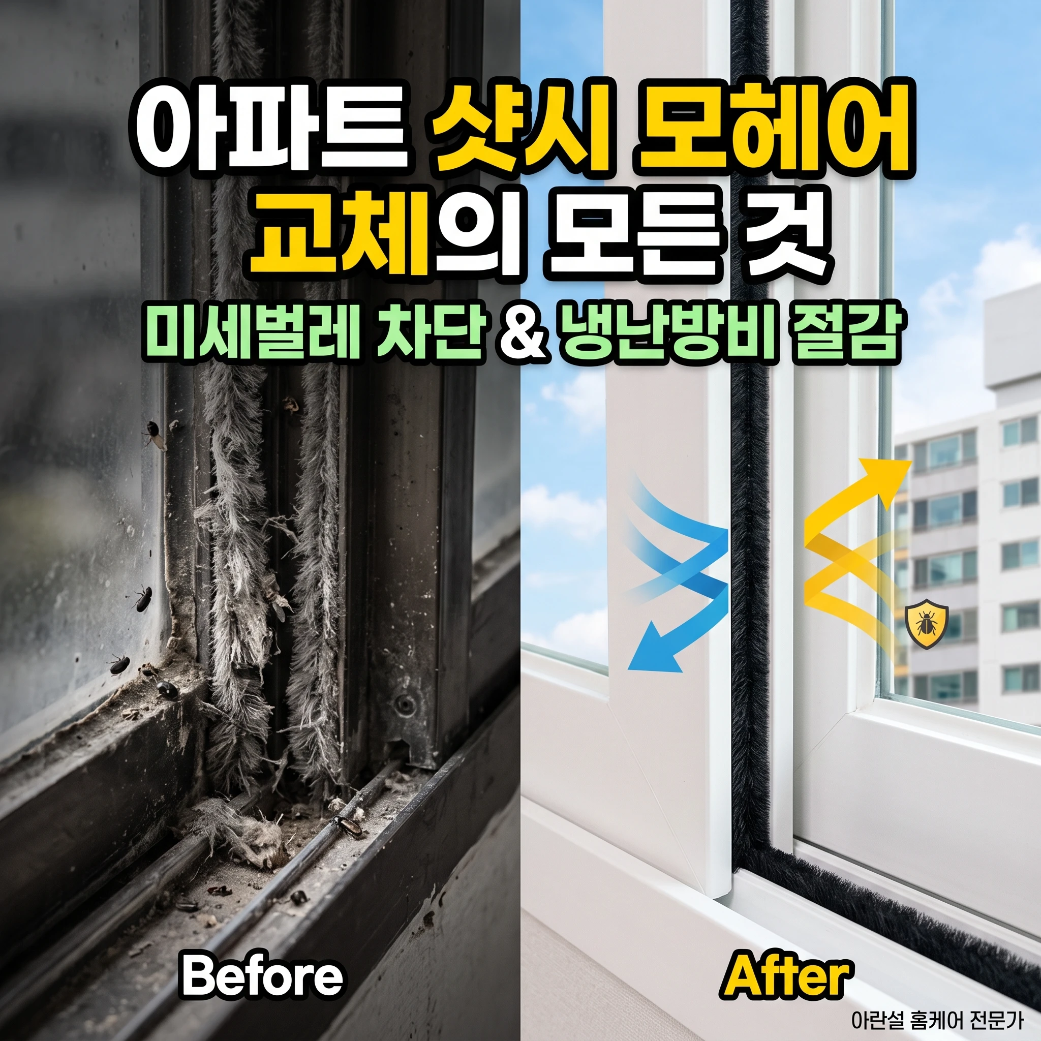 알면 돈 굳는 아파트 샷시 모헤어 교체 주기와 효과 (외풍 차단, 미세 날벌레 해결책)