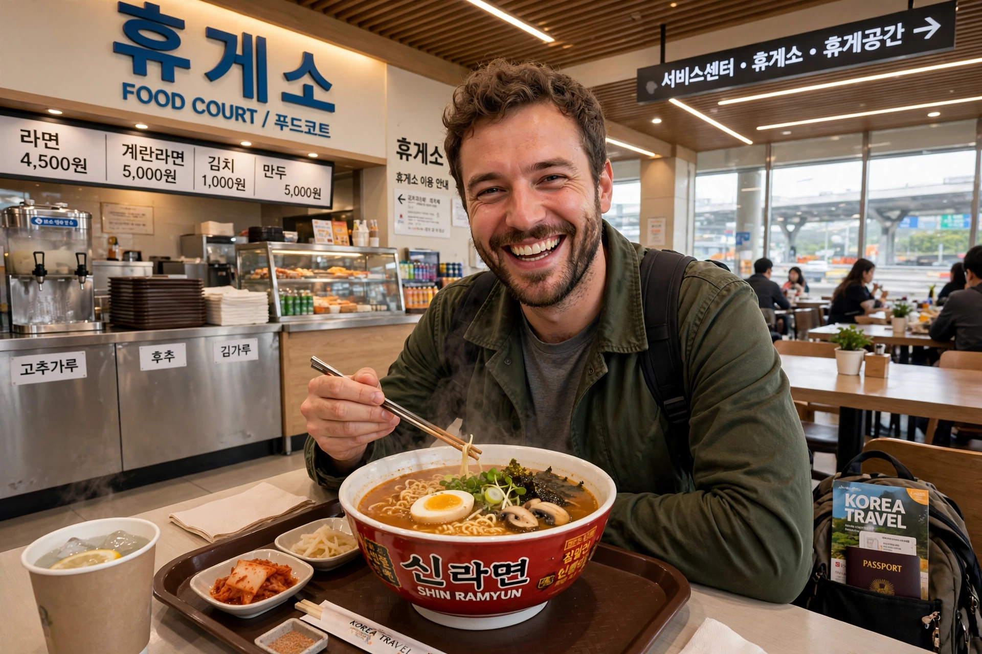 Ramen eaten at a Korean highway rest area restaurant
