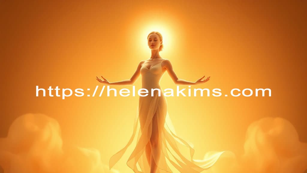 노란색 배경에 건강한 여성이 우아하게 서있는 이미지.