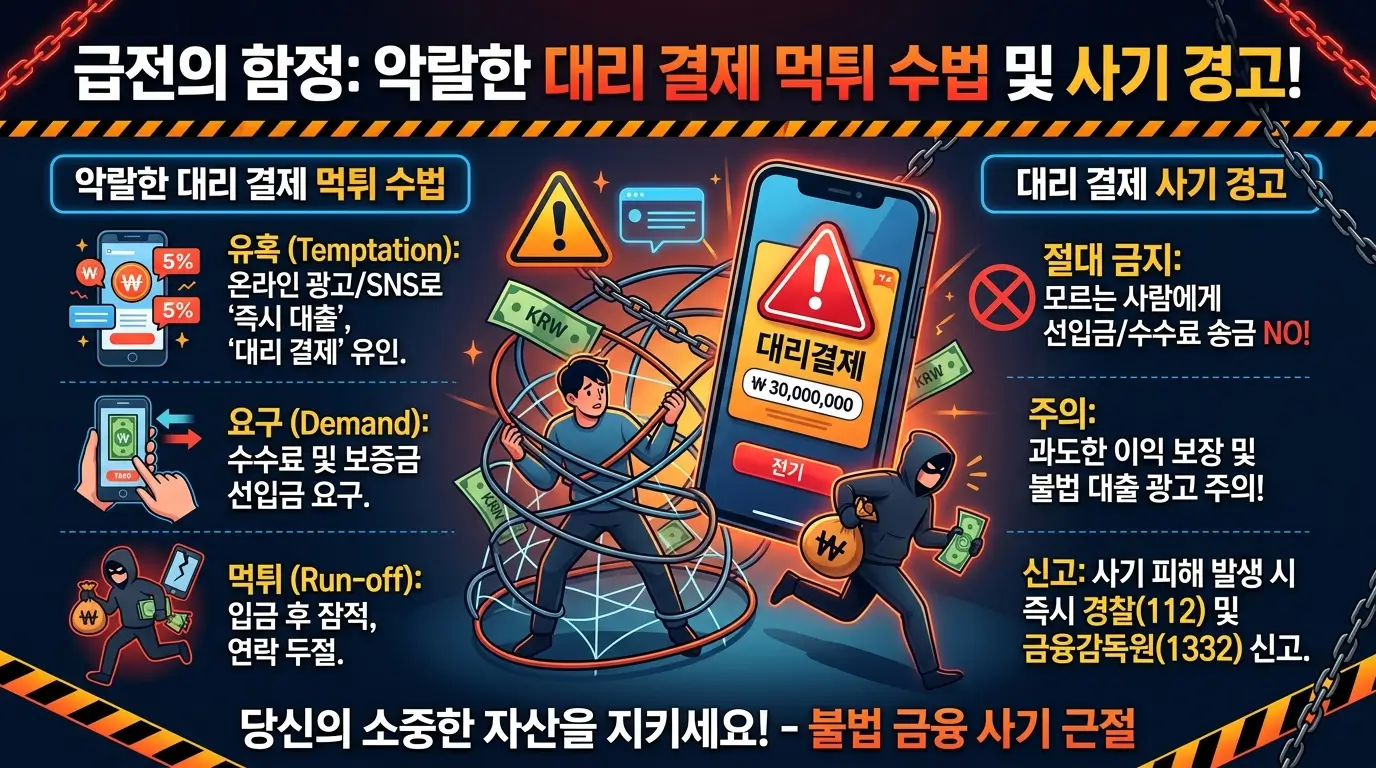 급전의 함정 악랄한 대리 결제 먹튀 수법 및 사기 경고