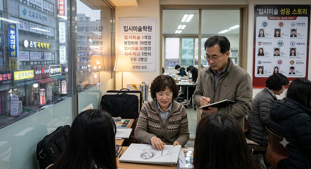 미술 입시는 대한민국 교육 현장에서도 손에 꼽힐 정도로 높은 비용이 발생하는 분야입니다. 매월 지출되는 입시 미술학원의 수강료는 물론이고, 방학 시즌마다 진행되는 고강도 특강비, 수시 및 정시 원서 접수비는 가계에 큰 부담을 줍니다.