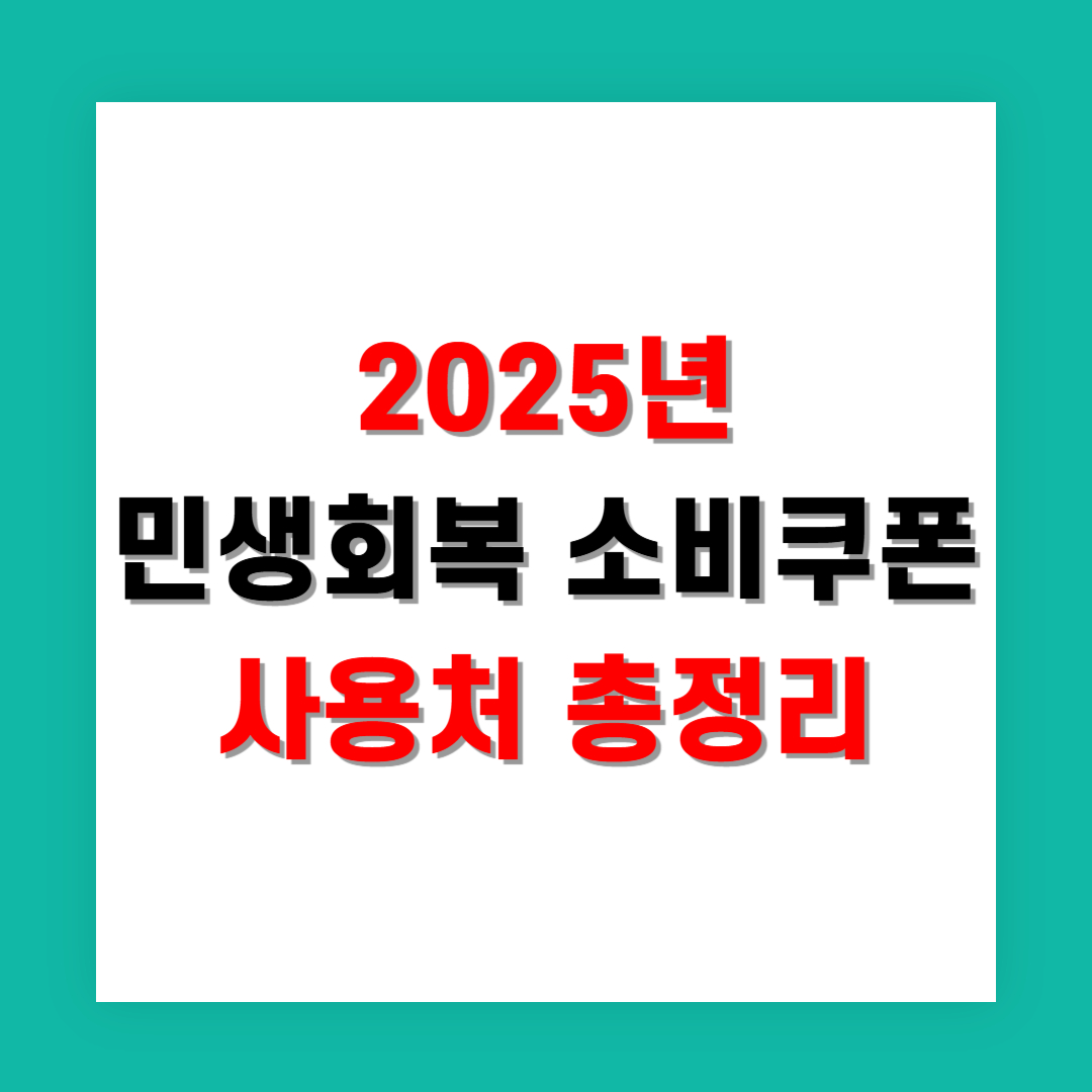 2025년 민생회복 소비쿠폰 사용처 총정리