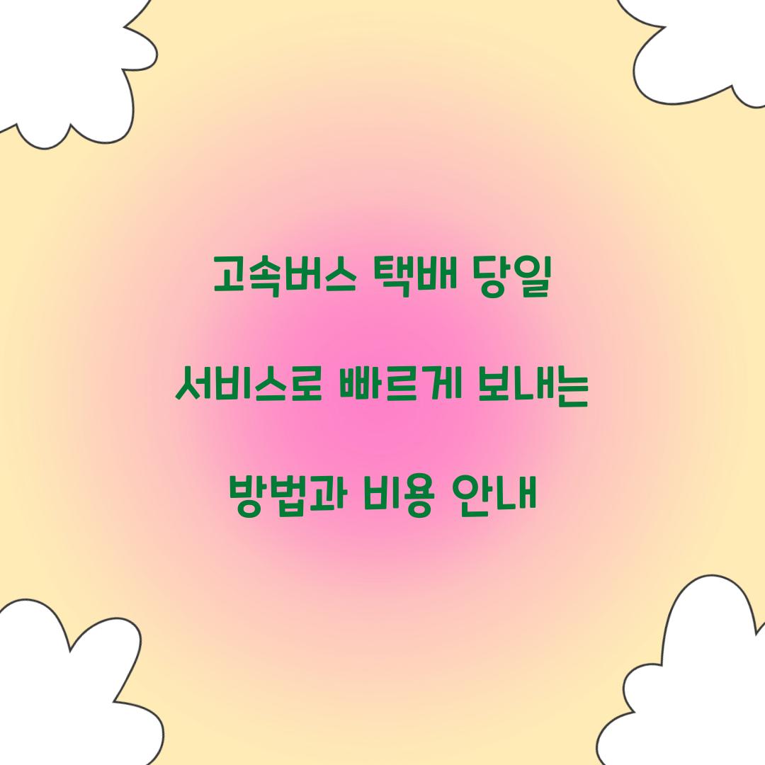 고속버스 택배 당일 서비스