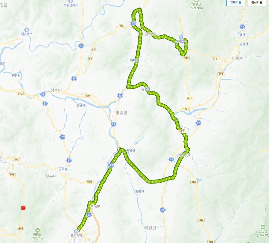 포천-92번-버스-노선-지도