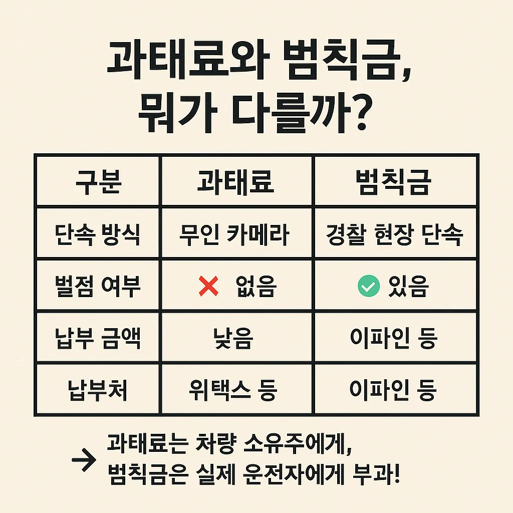 과태료와 범칙금 차이 설명 이미지