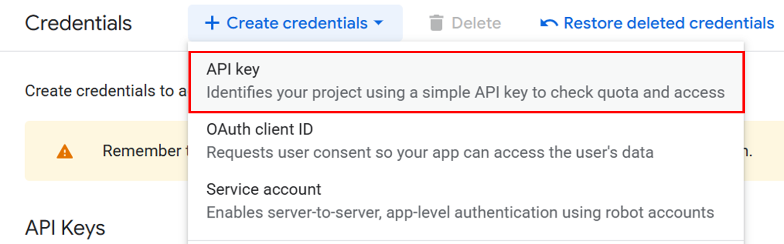 API 키 발급