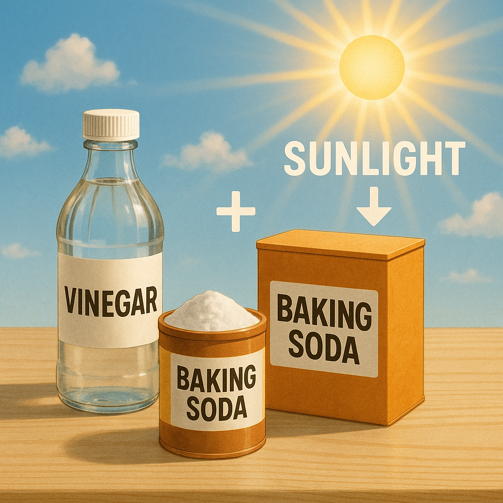 베이킹소다, 식초, 햇빛 사진