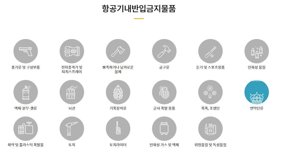 항공기내반입금지물품 전문가용