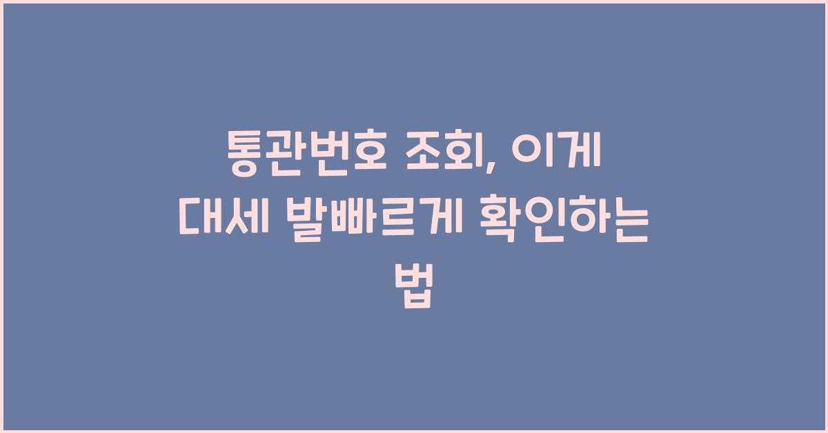 통관번호 조회