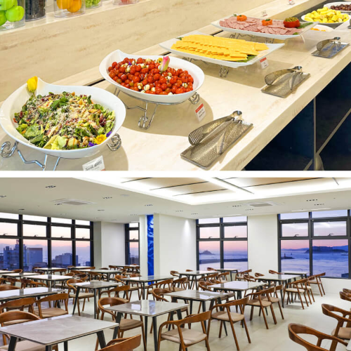 속초아이파크스위트 조식 할인 조식 메뉴 진열대 식당 전경