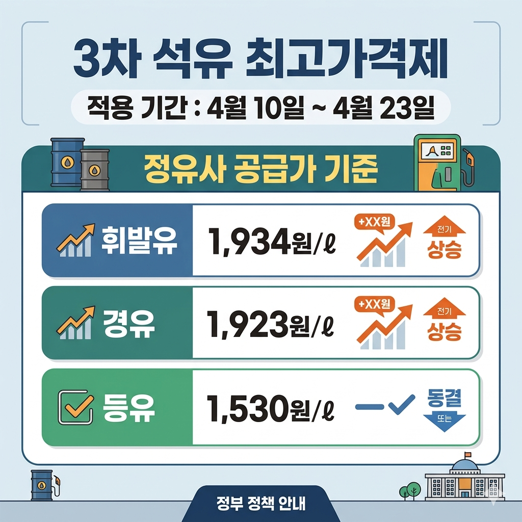 3차 석유 최고가격제｜적용 기간&middot;가격&middot;확인법 인포그래픽