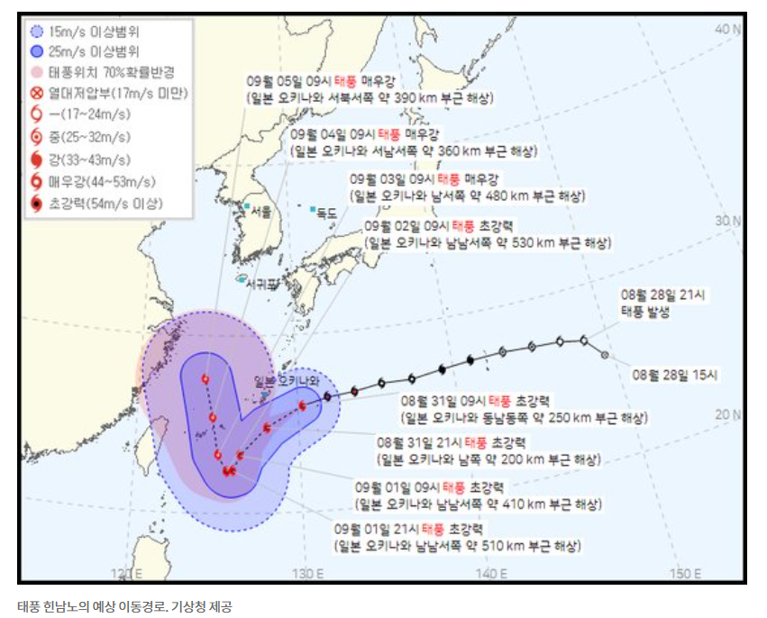 태풍 힌남노 경로