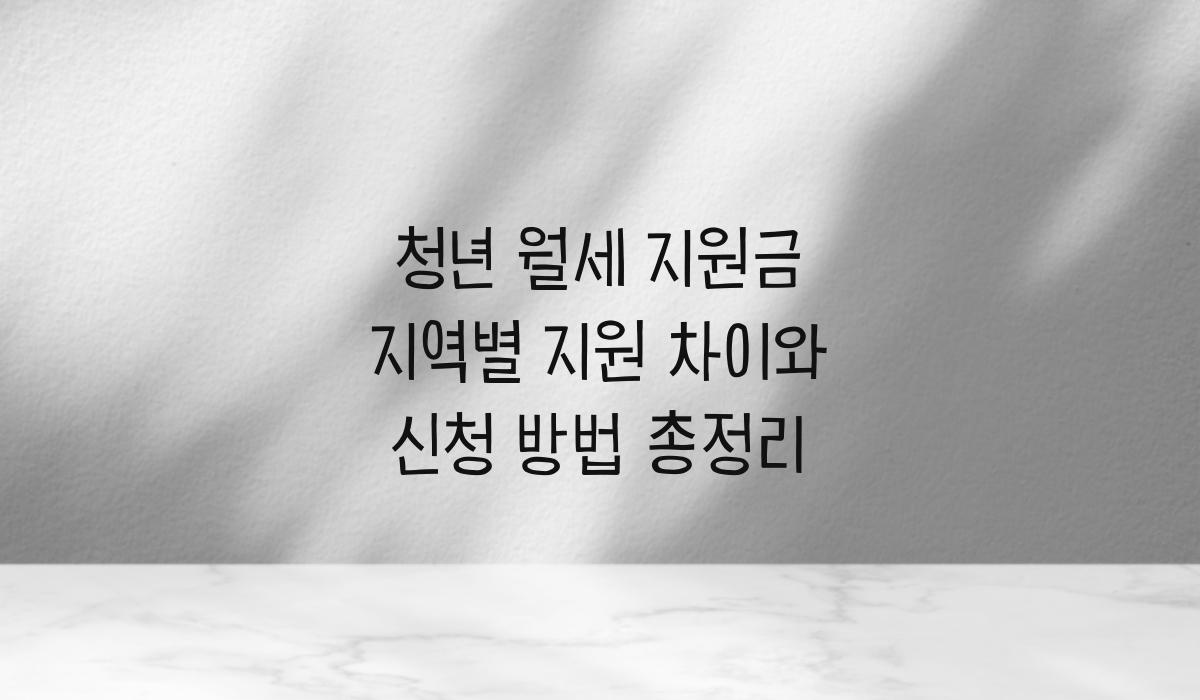 청년 월세 지원금 지역별 지원 차이