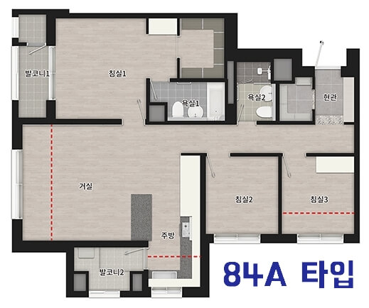 천왕역 모아엘가 트레뷰 중 84A 타입
