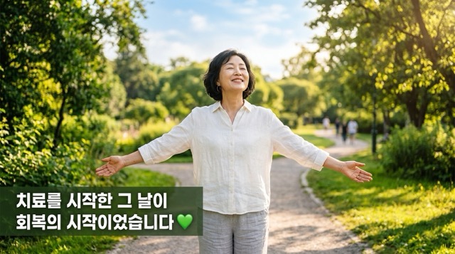 공황장애 치료 후 일상 회복 밝은 표정 희망적 이미지