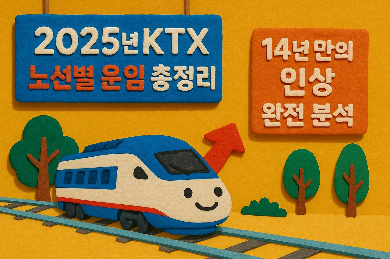 2025년 KTX 노선별 요금 및 소요시간 비교 인포그래픽