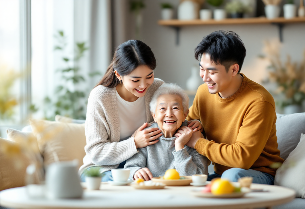 노년층 정신병 실태와 관현된 이미지
아들, 딸 ,할머니가 집에서 행복해 하는 모습