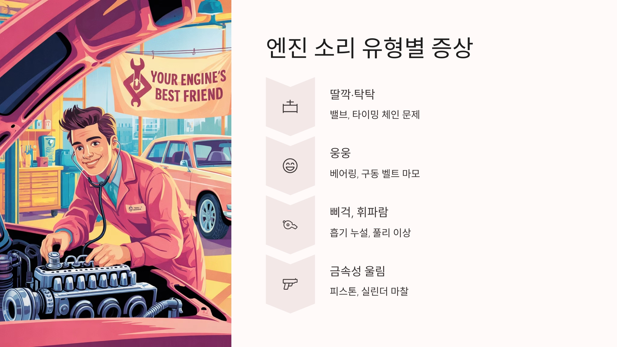🎧 엔진 소리 유형별 증상