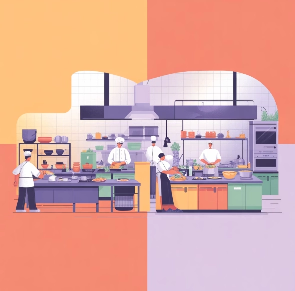 공유주방 배달창업 예시 일러스트