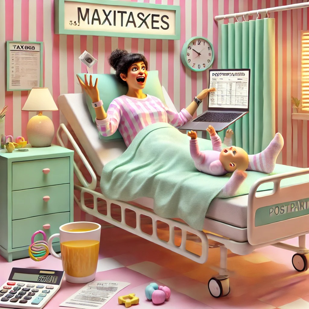 산후조리원에서 의료비 세액공제를 해결해서 기뻐하는 엄마