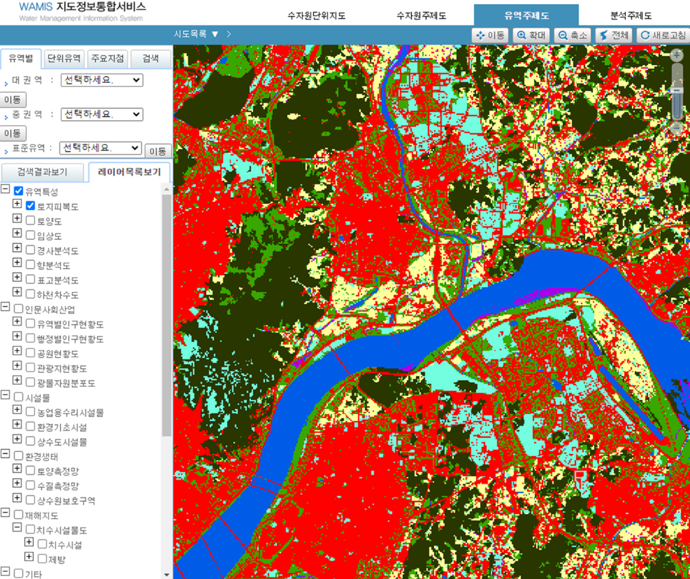 유역주제도 제공화면