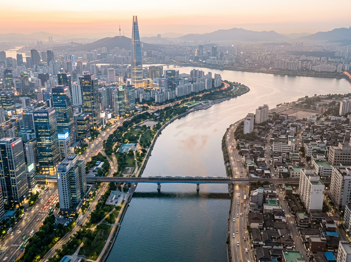수도권과 비수도권, 대기업과 중소기업의 AI 격차를 상징하는 한국 도시 풍경