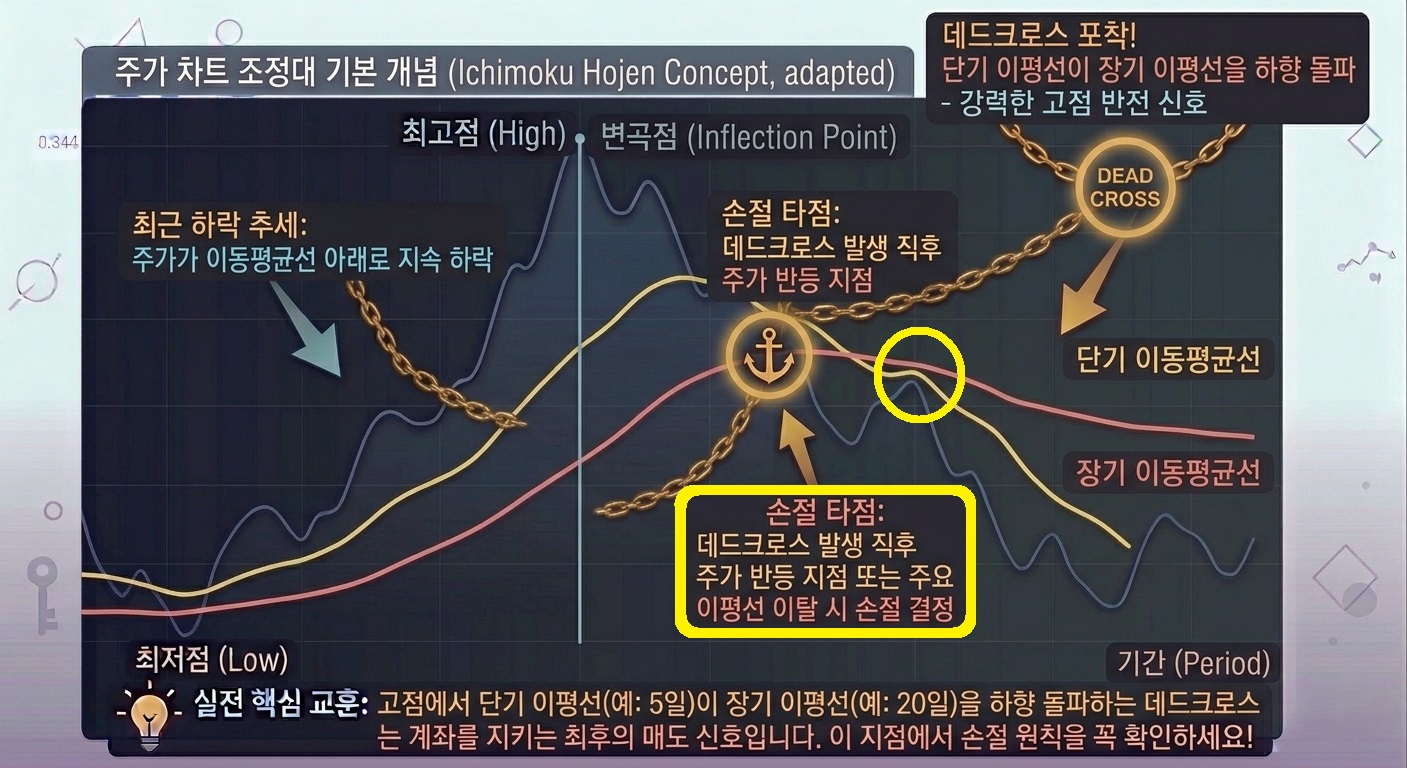 데드크로스(Dead Cross) 이후 급락 및 손절 타점 사례