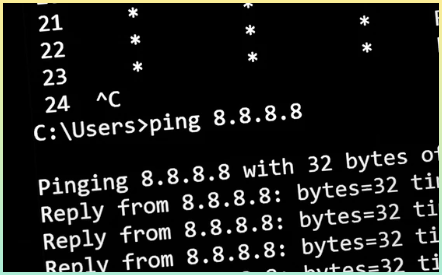 구글 8.8.8.8 도메인 핑 테스트를 하는 스크린샷