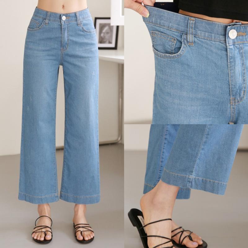 155cm 여자청바지 세미 와이드 키작녀 청바지 밴딩 여름청바지