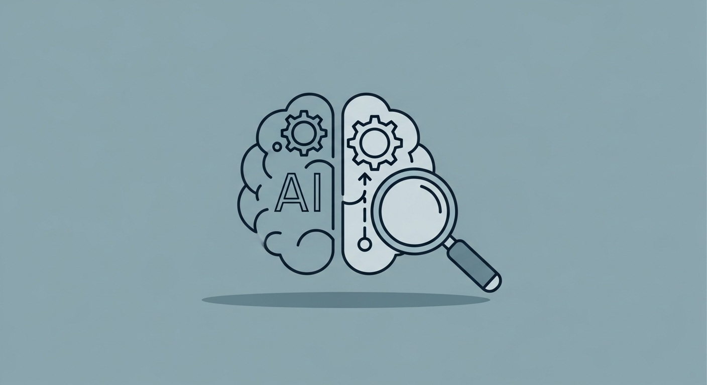 AI와 검색엔진의 융합을 상징하는 추상적인 일러스트레이션