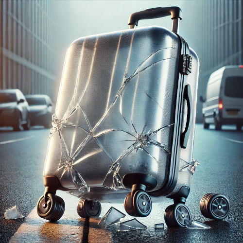 외관이 파손된 여행용 캐리어
