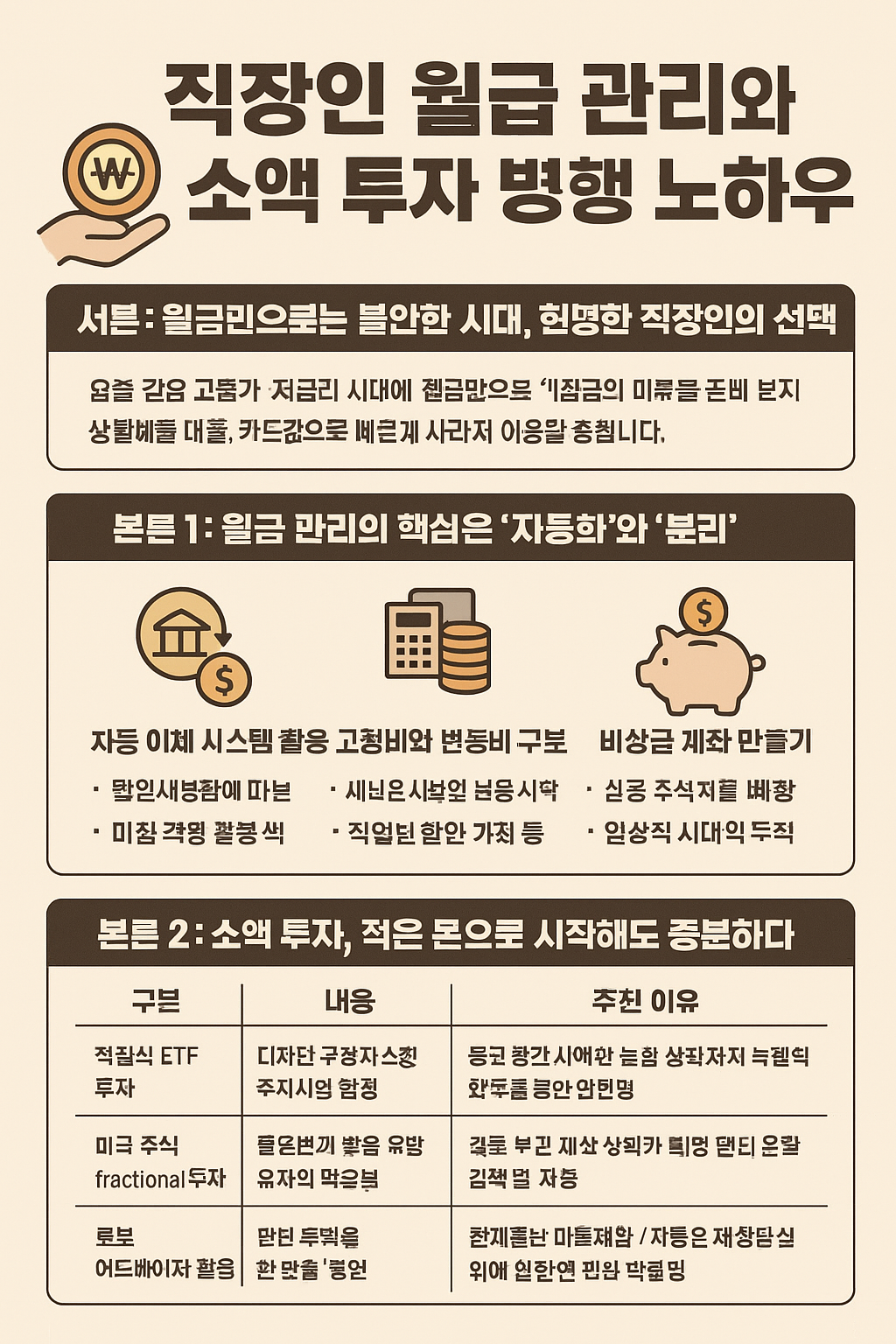 직장인 월급 관리 소액 투자 병행 노하우
