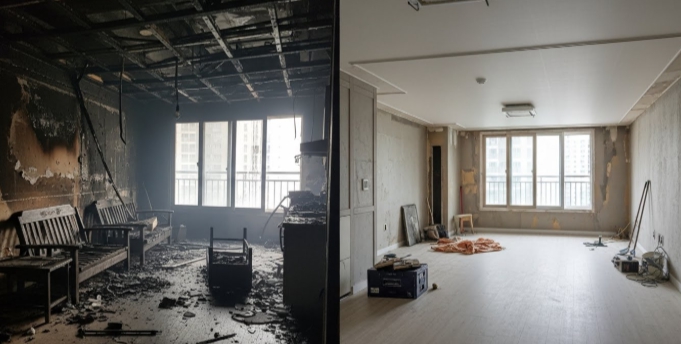 구미 화재 청소중