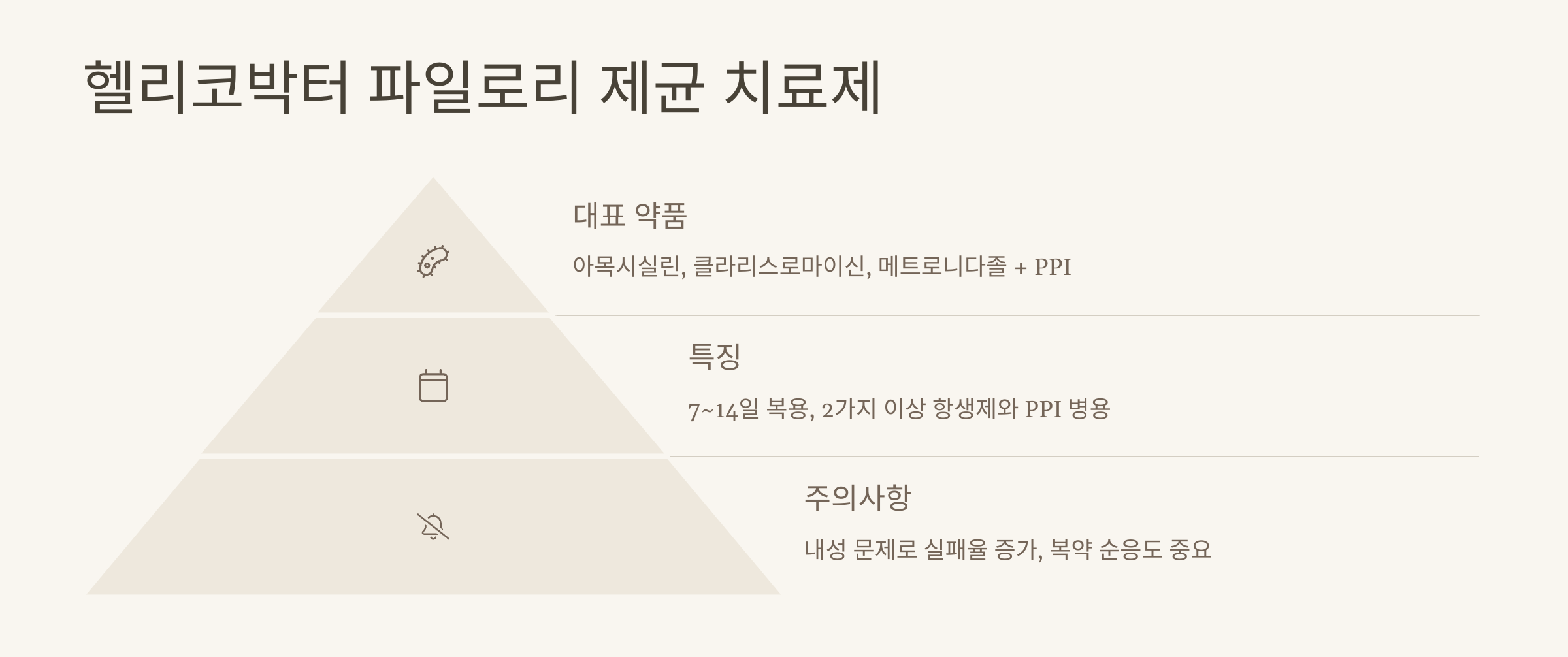 헬리코박터 파일로리 제균의 종류와 특징, 주의사항이 담긴 인포그래픽