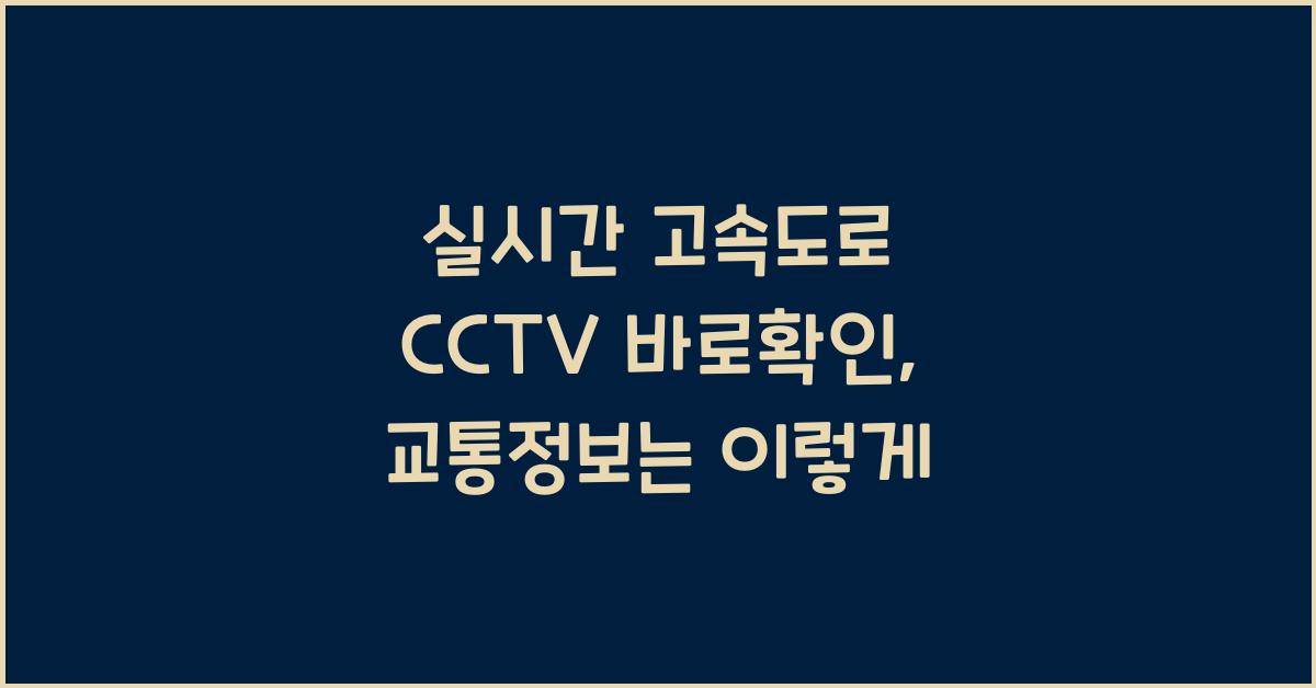 실시간 고속도로 cctv 바로확인