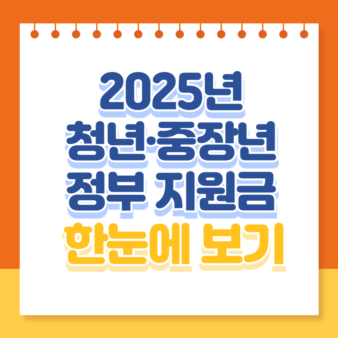 2025년 청년&middot;중장년 정부 지원금 한눈에 보기