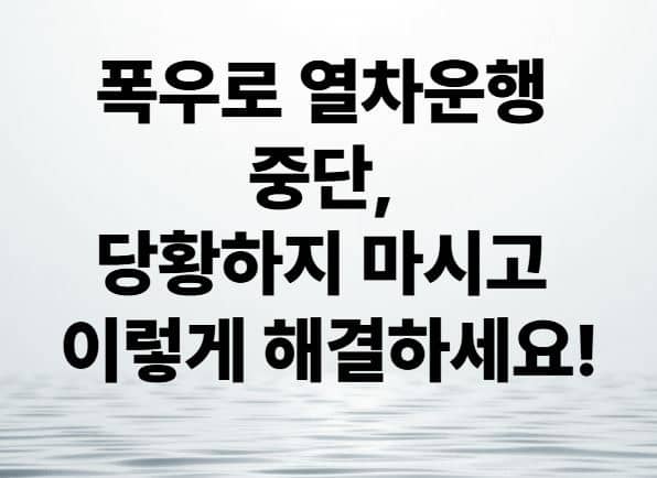 폭우로 열차운행 중단, 당황하지 마시고 이렇게 해결하세요!