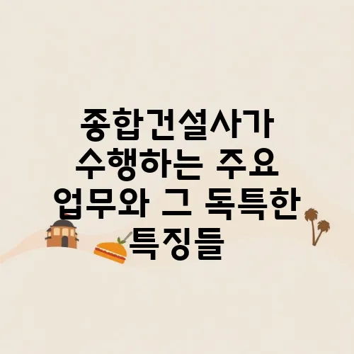 종합건설사가 수행하는 주요 업무와 그 독특한 특징들