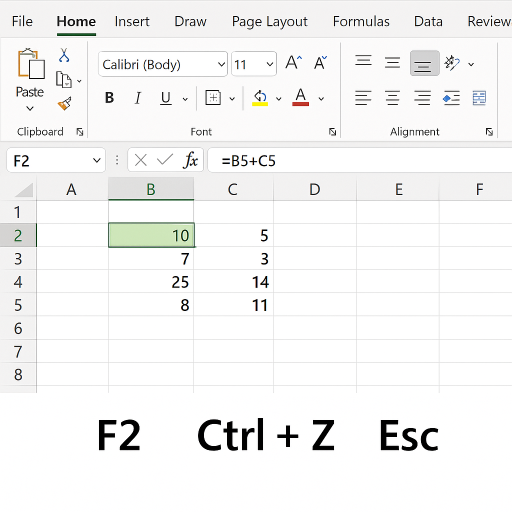 수식 입력줄과 편집 단축키 활용 관련 사진