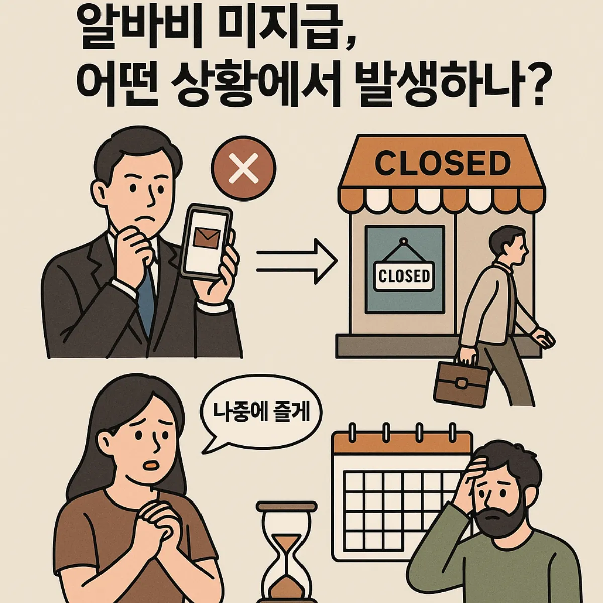 급여 미지급 상황 이미지