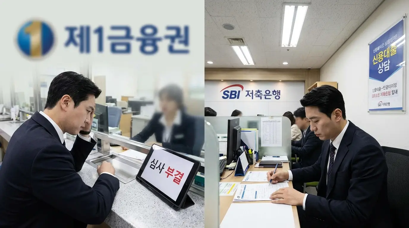 1금융권 심사 부결 및 sbi 저축 은행 신용 대출 현실