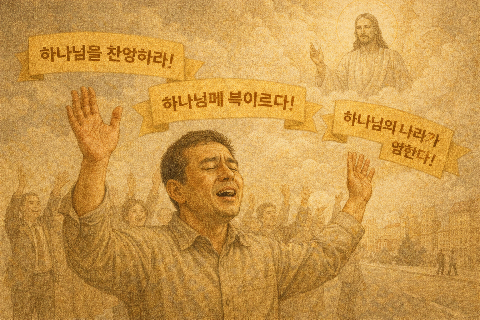 막 11:9-10 말씀을 보며&amp;#44; 예수님이 가시는 길에서 들리는 소리가 1) 하나님을 찬양하는 것&amp;#44; 2) 하나님께서 축복하시는 것&amp;#44; 3) 하나님의 나라가 임하는 것임을 생각하고&amp;#44; 삶에서 찬양과 축복과 하나님의 나라를 외치며 주님을 생각하는 시간을 갖는 모습입니다.