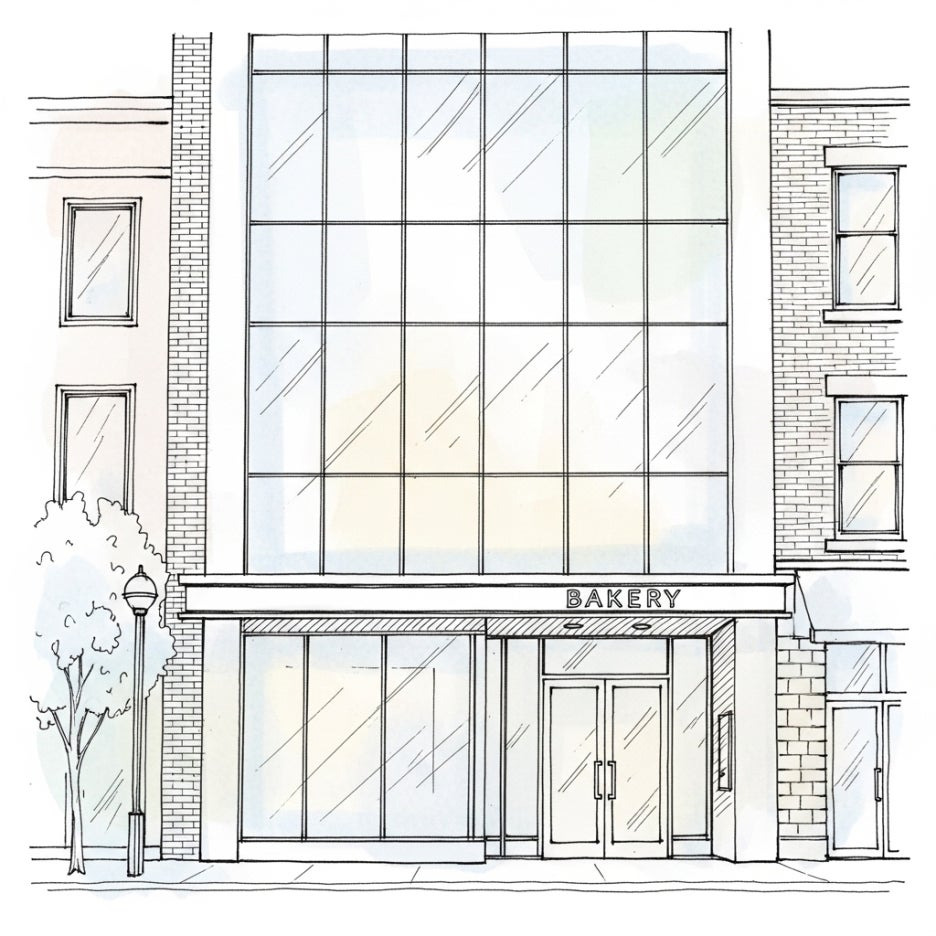세련된 외관의 베이커리 매장 건물